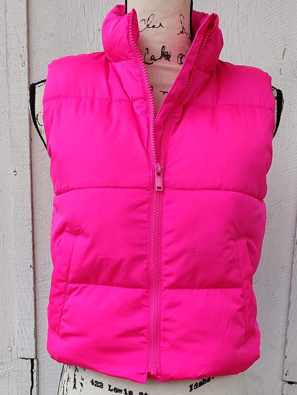 GAP Cold Control Neon Fuchsia Pink Quilted Puffer Vest, Girls' XL 12-13 Years